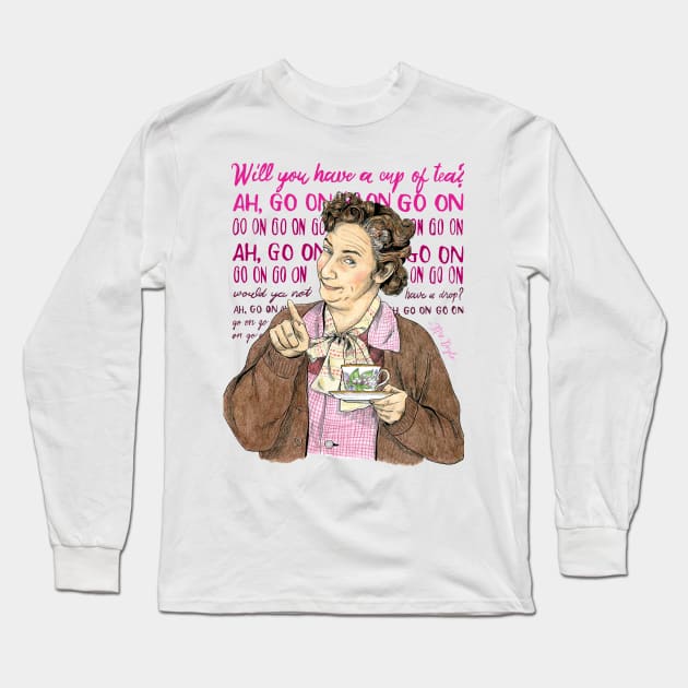 Mrs. Doyle -  Will You Have a Cup of Tea? Long Sleeve T-Shirt by Chantal Bennett Illustration